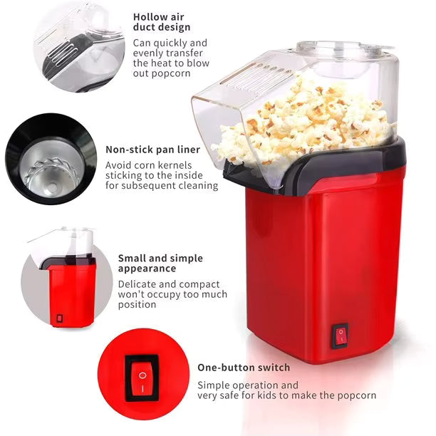 🔥 Premium Hot-Air Popcorn Maker | Oil-Free Healthy Popcorn Machine for Home