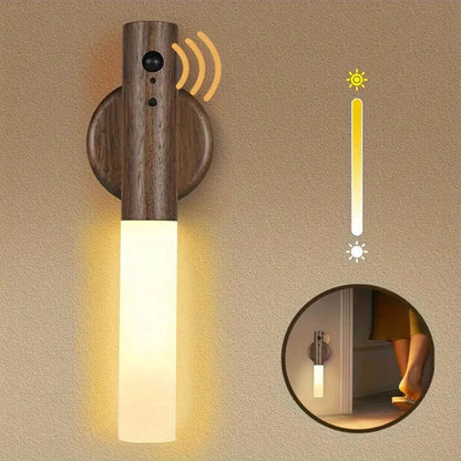 Magnetic Wooden LED Night Light – Portable Touch-Friendly & Easy Wall Mount